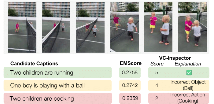 VC-Inspector: Factually grounded evaluation with explanations